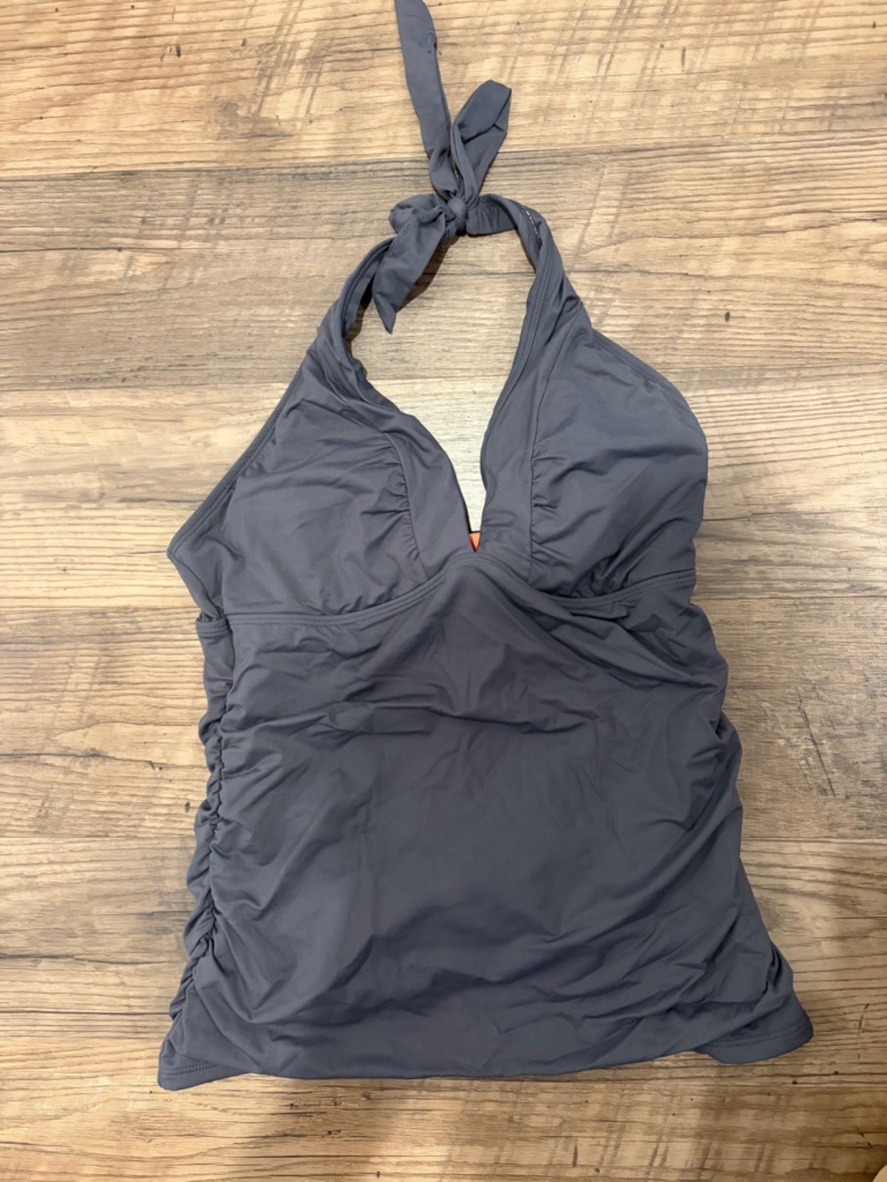 Athleta Halter Tankini Swim Top, bottom, and skirt in Gray